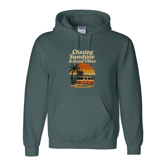 Positive Quote Chasing Sunshine And Good Vibes Summer Graphic Hoodie, for men & women, up to size 5XL