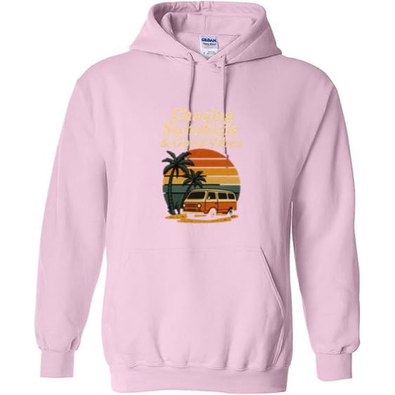 Positive Quote Chasing Sunshine And Good Vibes Summer Graphic Hoodie, for men & women, up to size 5XL