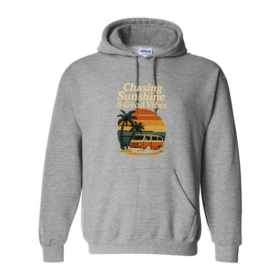 Positive Quote Chasing Sunshine And Good Vibes Summer Graphic Hoodie, for men & women, up to size 5XL