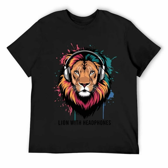 Positive Quote Lion with headphones. Men Women Kids T-Shirt