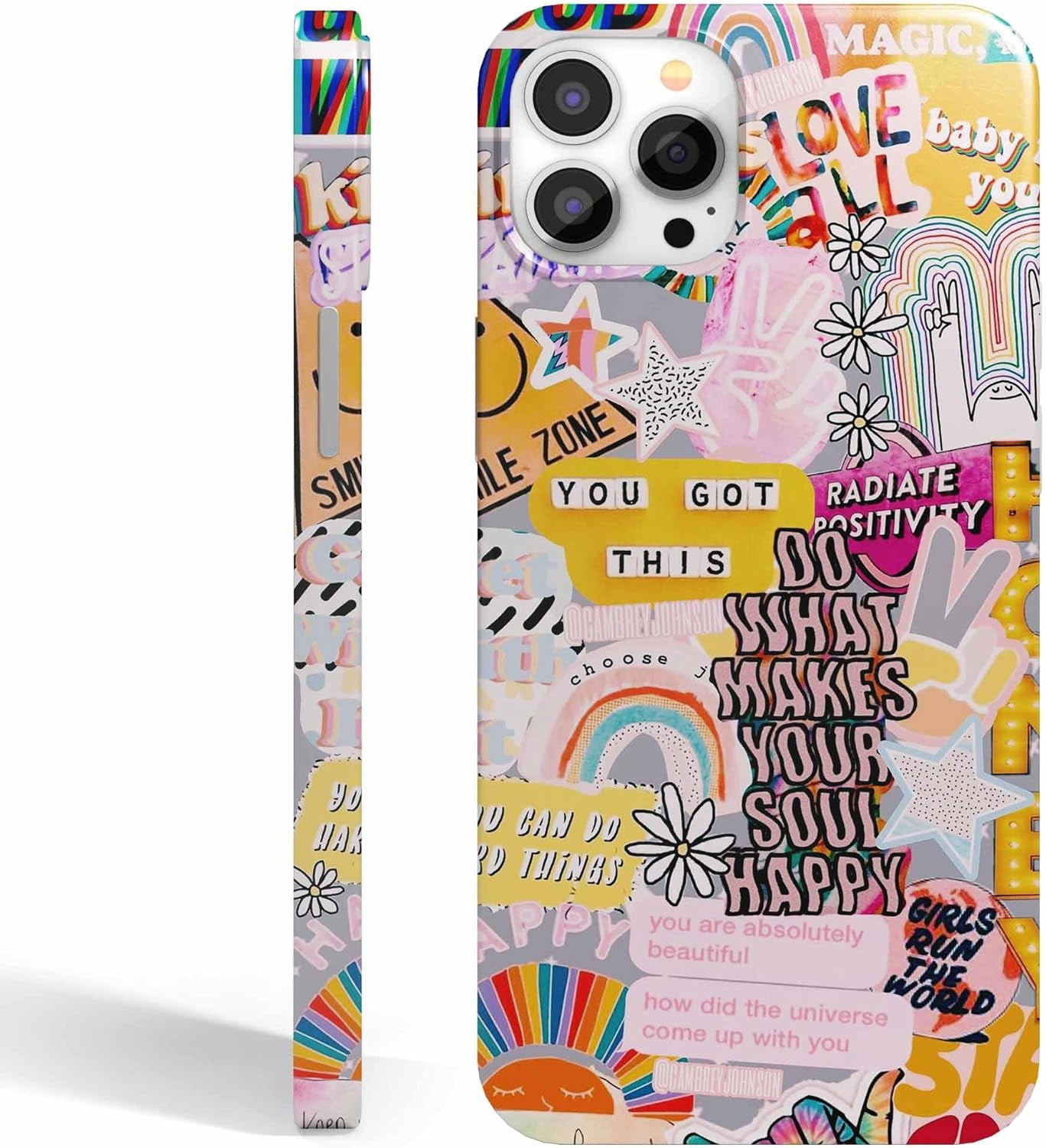 Positive Quotes Case for iPhone 13 Pro, Hippie Indie Popular Words ...