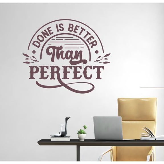Positive Quotes Wall Decor Stickers Done Is Better Than Perfect - Inspirational Wall Decal - Removable Motivational Wall Quotes - Word Sayings for Bedroom Kitchen Office, 23x19.5-Inch, Eggplant