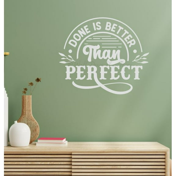 Positive Quotes Wall Decor Stickers Done Is Better Than Perfect - Inspirational Wall Decal - Removable Motivational Wall Quotes - Word Sayings for Bedroom Kitchen Office, 18x15-Inch, LightGray