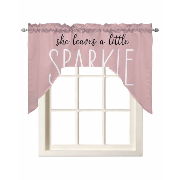 Positive Sentence Swag Valance for Window, She Leaves A Little SPARKLE Wherever She Goes Pink Light Filtering Swag Curtain Rod Pocket Kitchen Curtain Valance for Bedroom