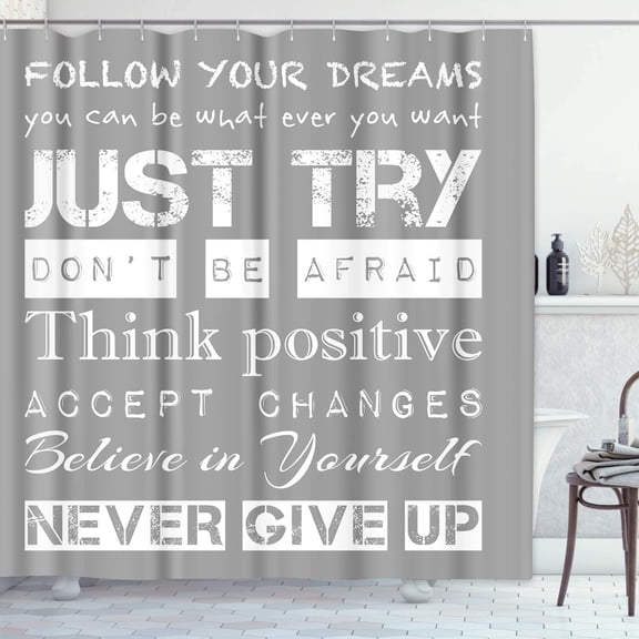 Positive Shower Curtain Quotes Inspirational Motivational Teen Follow Your Dreams Just Try Never Give Up Kids Boys Affirmation Polyester Fabric