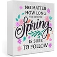 thumbnail image 1 of Positive Spring Rustic Farmhouse Country Home Office Desk Decor Cute Wood Sign Cubicle Bathroom Shelf Tiered Tray Decor Gift Ideas Spring Is Sure to Follow 5x5 Inch, 1 of 5
