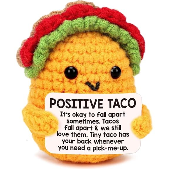 Positive Taco Birthday Gifts Emotional Support plush for Women Men Valentines Decor Basket Gift Son Mom Dad Daughter Sister Friend Coworkers Inspirational Christmas Stocking Stuffer