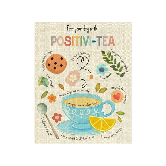 Positive Tea Poster Motivational Poster ,Inspirational Mental Health Posters Daily Affirmations For Kids
