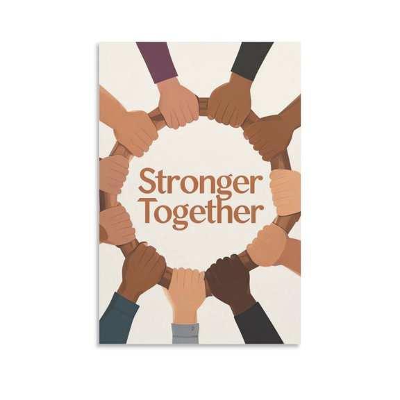 Positive Teamwork Wall Art-Stronger Together Canvas Poster Wall Art Picture Prints Hanging Photo Gift Decor Home Posters Artworks 16x24inch(40x60cm)