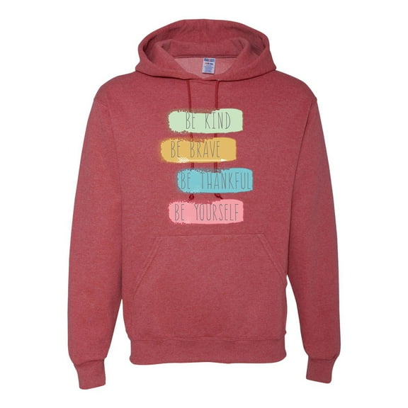 Positive Vibe Be Kind Brave Thankful Be Yourself Inspirational/Christian Unisex Graphic Hoodie Sweatshirt, Vintage Heather Red, 2XL