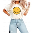 thumbnail image 1 of Positive Vibes Cartoon Friendly Smiley Face Bright Graphic Comfort Color T-Shirt, Up to Size 4XL, 1 of 4