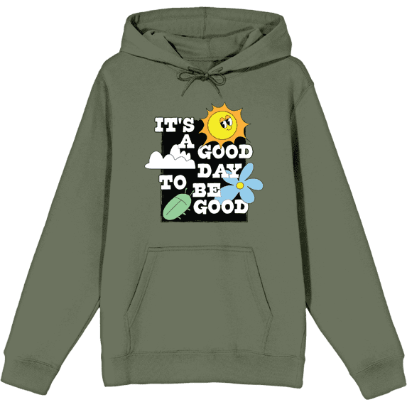Positive Vibes It's Good To Be Good Olive Adult Long Sleeve Hoodie-3XL