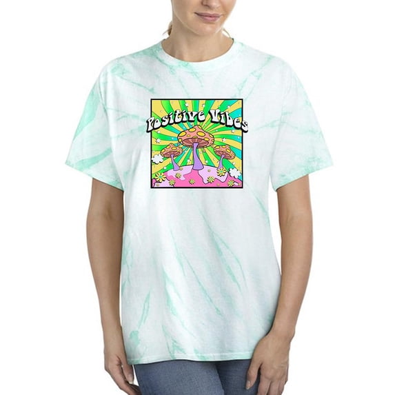 Positive Vibes Mushrooms. Tie Dye Cyclone Women -Image by Shutterstock, Female x-Large