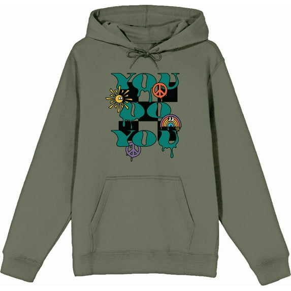 Positive Vibes You Do You Adult Olive Long Sleeve Hoodie-XL