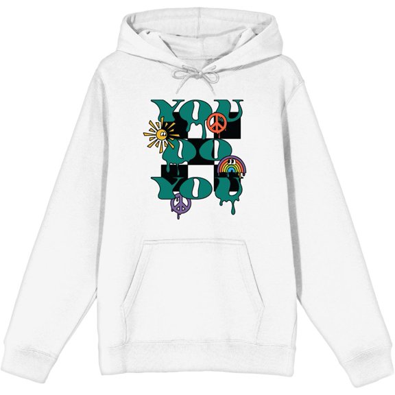 Positive Vibes You Do You Adult White Long Sleeve Hoodie-Large