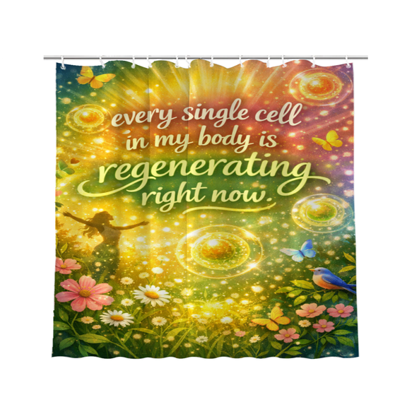 Positive Vibes and Body Positivity Waterproof Polyester Shower Curtain 72 x 72 Inch