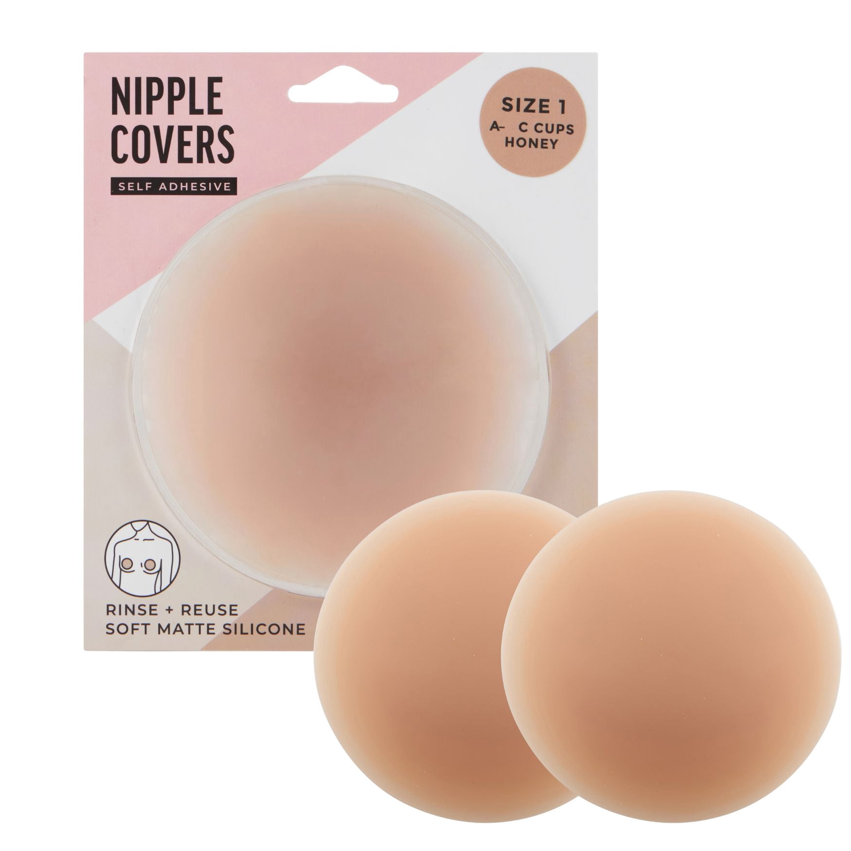 Positively BRA+ZEN Reusable Stick-on Silicone Adhesive Nipple Cover Pasties, Size 1 & 2 Breast Petals