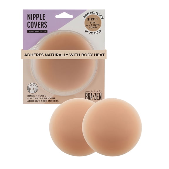 Positively BRA+ZEN Women's Reusable Silicone Nipple Covers Non-Adhesive Pasties, Sizes 1 & 2 Breast Petals