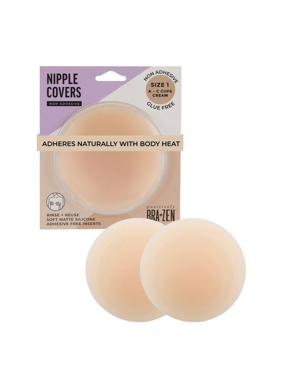 Women's Reusable Silicone Nipple Covers Non-Adhesive Pasties, Sizes 1 & 2 Breast Petals