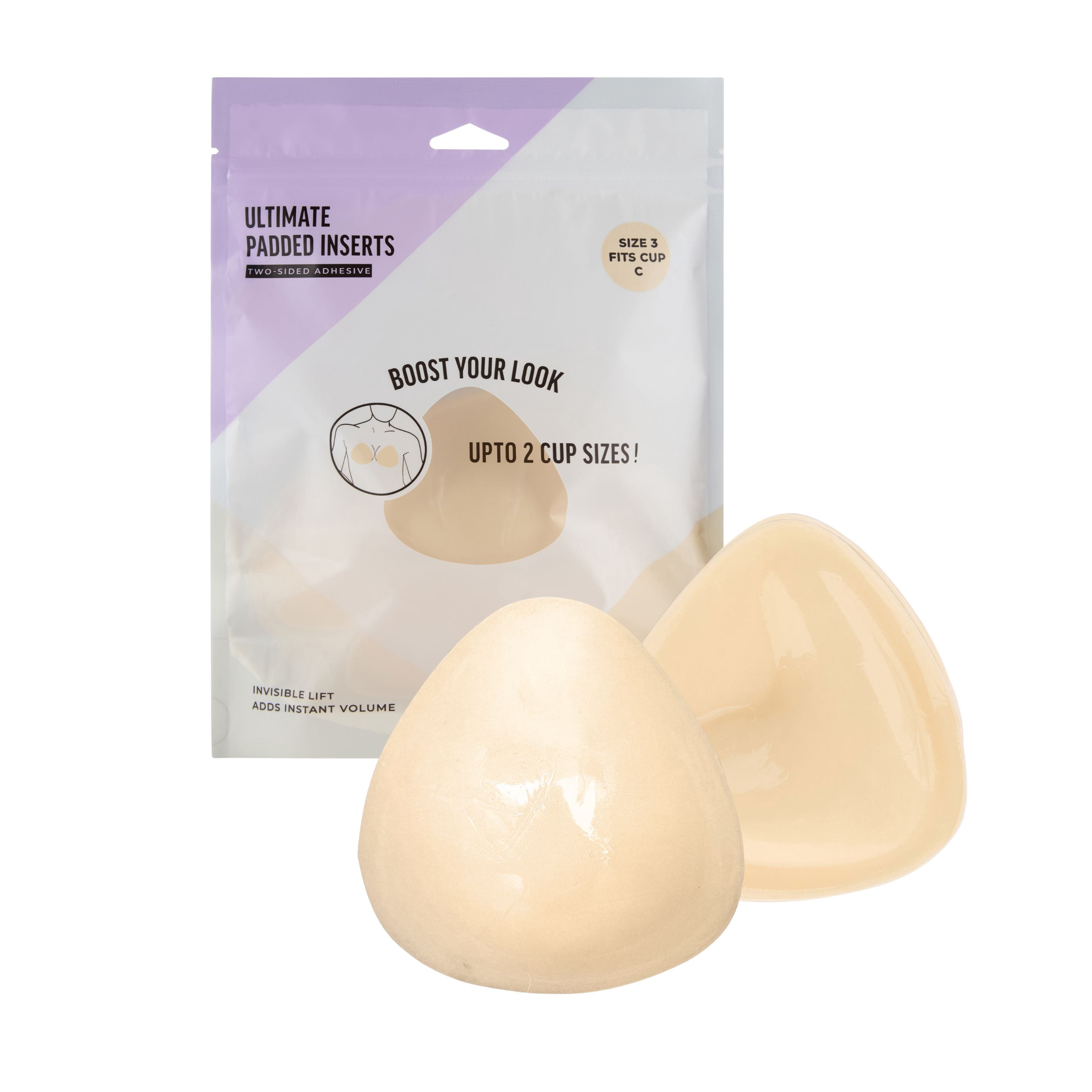Positively BRA+ZEN Women's Padded Inserts with Double-Sided Adhesive, Cup Sizes A-D