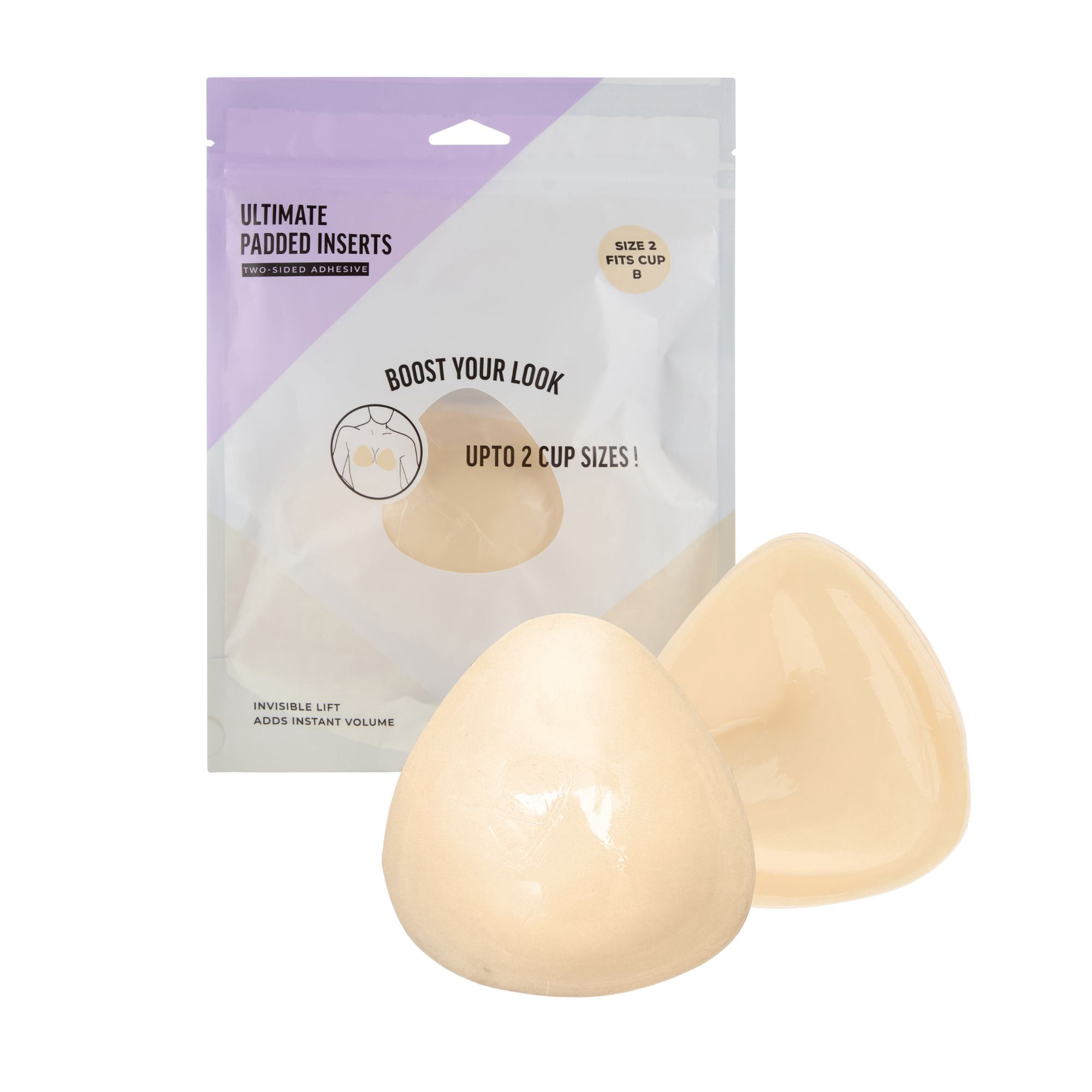 Positively BRA+ZEN Women's Padded Inserts with Double-Sided Adhesive, Cup Sizes A-D
