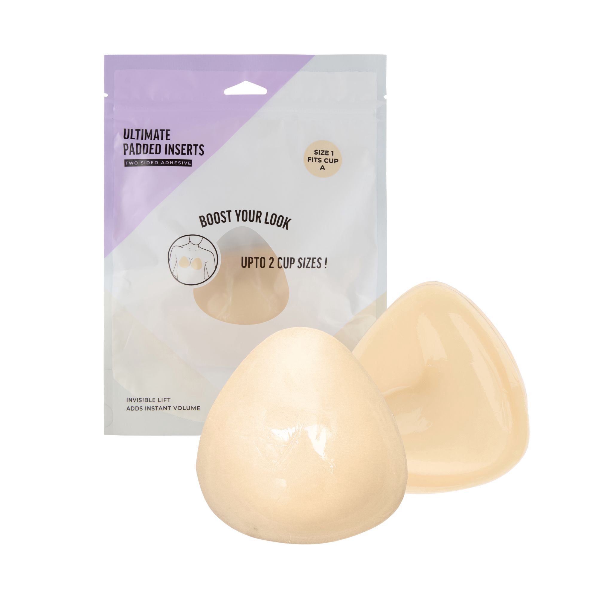 Positively BRA+ZEN Women's Padded Inserts with Double-Sided Adhesive, Cup Sizes A-D