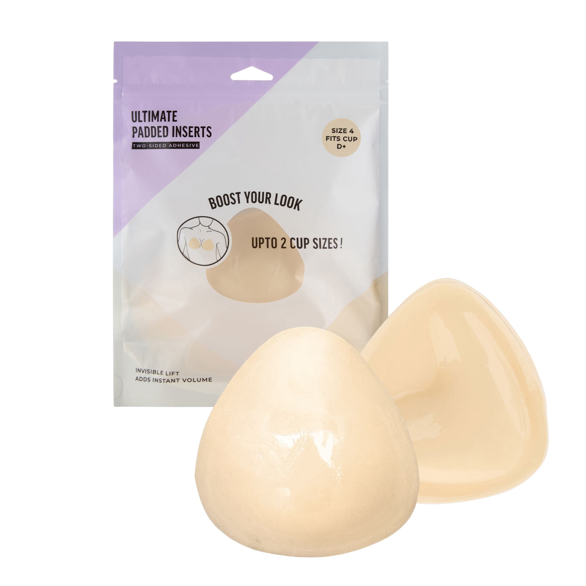 Positively BRA+ZEN Women's Padded Inserts with Double-Sided Adhesive, Cup Sizes A-D