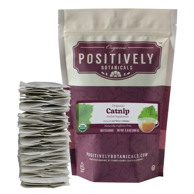 Positively Botanical's Catnip Tea Bags, 100 CT tagless tea bags