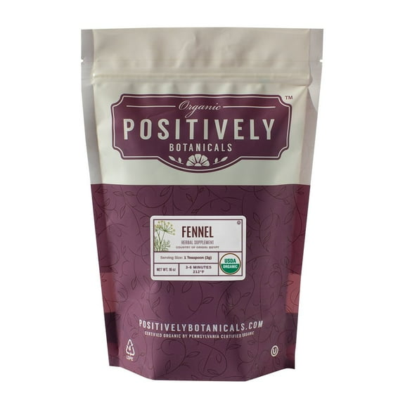 Positively Botanicals Organic Fennel - Loose Leaf Botanical, 1 lb bag