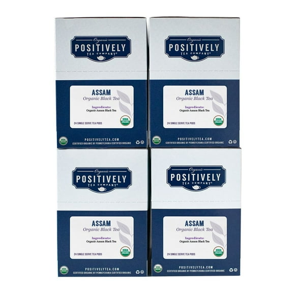 Positively Tea's Organic Assam Black Tea, 96 CT K-cup Compatible Tea Pods