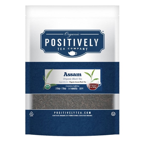 Positively Tea's Organic Assam TGFOP, Black Tea, Loose Leaf, 1 Pound Bag