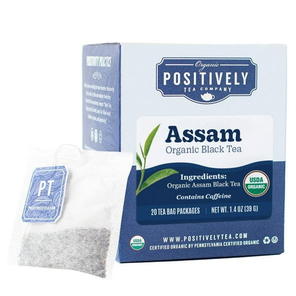 Positively Tea's Organic Assam Tea, Black Tea Bags, 120 CT Tea Bags 6 Boxes