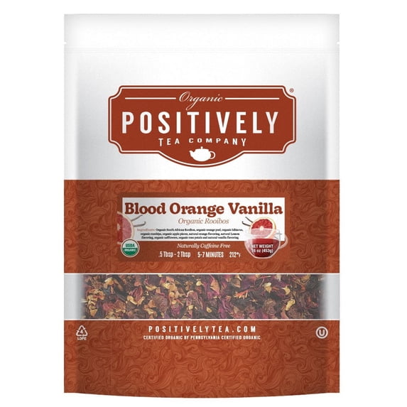Positively Tea's Organic Blood Orange Vanilla Rooibos Tea, Loose Leaf, 1 Pound Bag