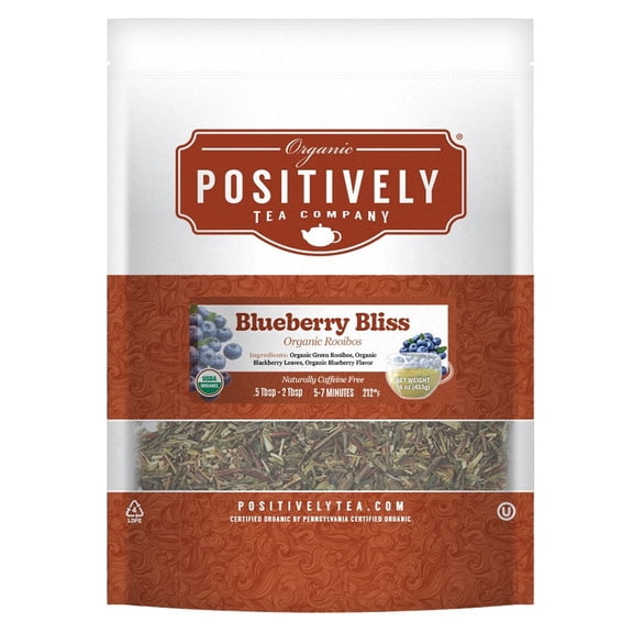 Positively Tea's Organic Blueberry Bliss Rooibos Tea, Loose Leaf, 1 Pound Bag