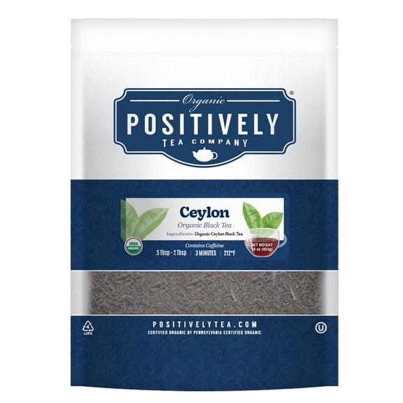 Positively Tea's Organic Ceylon, Black Tea, Loose Leaf, 1 Pound Bag
