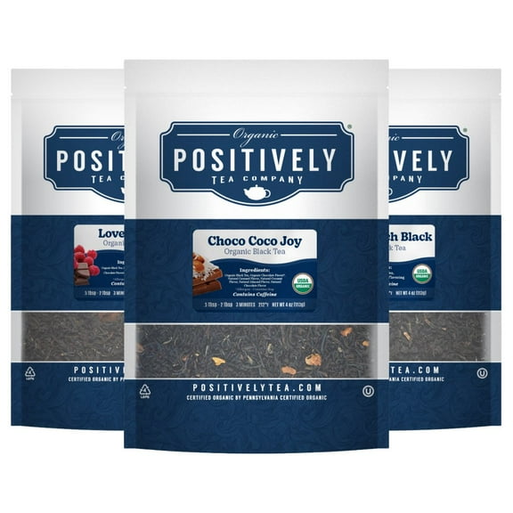 Positively Tea's Organic Dessert Tea Sampler, Loose Leaf, 4 oz Bags, 3 Pack