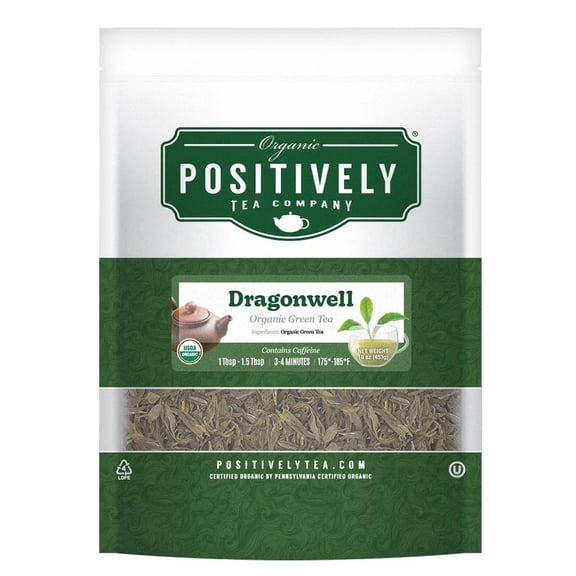 Positively Tea's Organic Dragonwell Green Tea, Loose Leaf, 1 Pound Bag