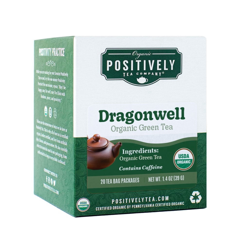 Positively Tea's Organic Dragonwell Tea, Green Tea Bags, 120 CT Tea Bags 6 Boxes