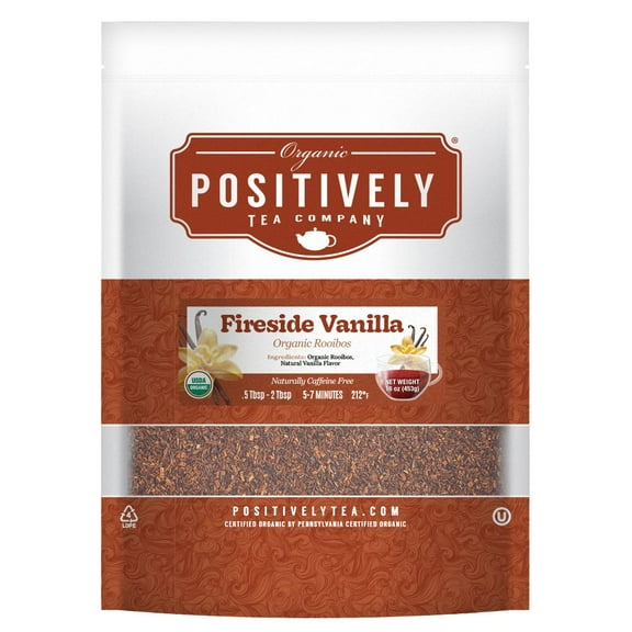 Positively Tea's Organic Fireside Vanilla Rooibos Tea, Loose Leaf, 1 Pound Bag