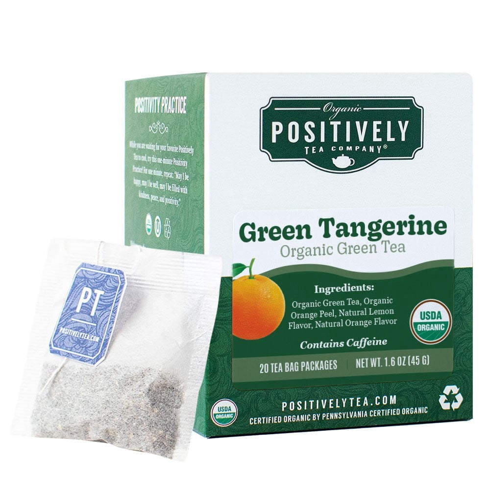 Positively Tea's Organic Green Tangerine, Green Tea Bags, 120 CT Tea Bags 6 Boxes