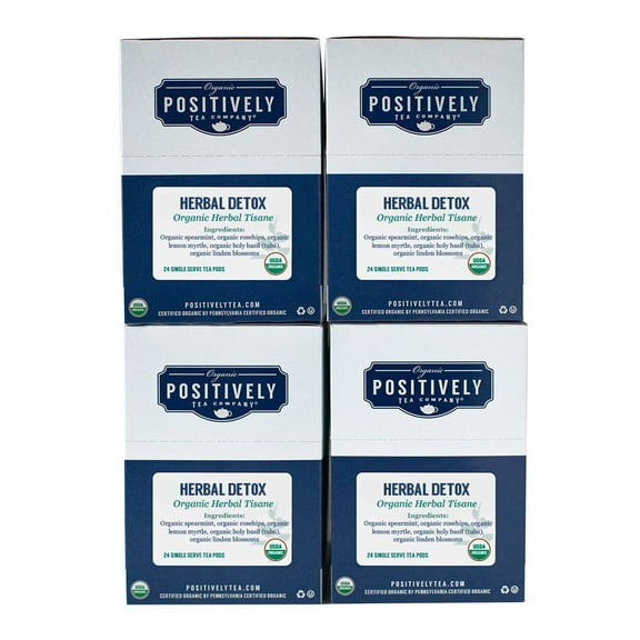 Positively Tea's Organic Herbal Detox Tea, 96 CT K-cup Compatible Tea Pods