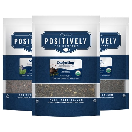 Positively Tea's Organic Indian Tea Sampler, Loose Leaf, 4 oz Bags, 3 Pack