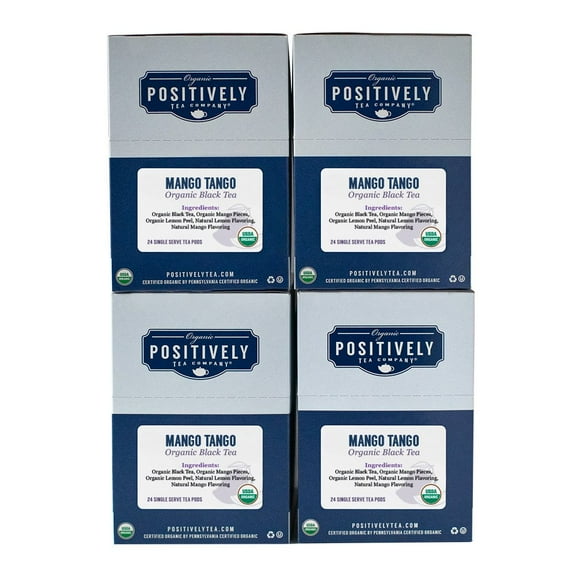 Positively Tea's Organic Mango Tango Black Tea, 96 CT K-cup Compatible Tea Pods