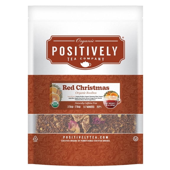 Positively Tea's Organic Red Christmas Rooibos Tea, Loose Leaf, 1 Pound Bag