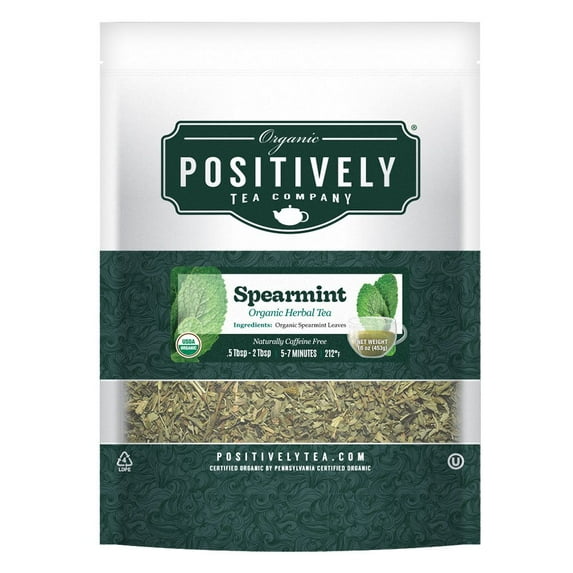 Positively Tea's Organic Spearmint Leaf, Herbal Tea, Loose Leaf, 1 Pound Bag