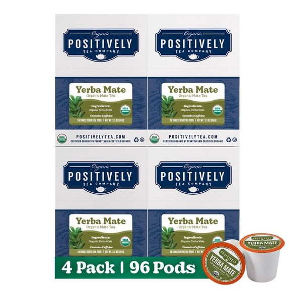 Positively Tea's Organic Yerba Mate, 96 CT K-cup Compatible Tea Pods
