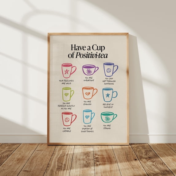 Positivi-tea Affirmation Art Funny Tea Quote Self Love Affirmation ...