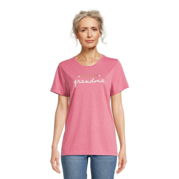 PositiviTees Women's Fall Graphic T-Shirt, Seasonal Short Sleeve Tee Blessed Grandma, Sizes S-3XL
