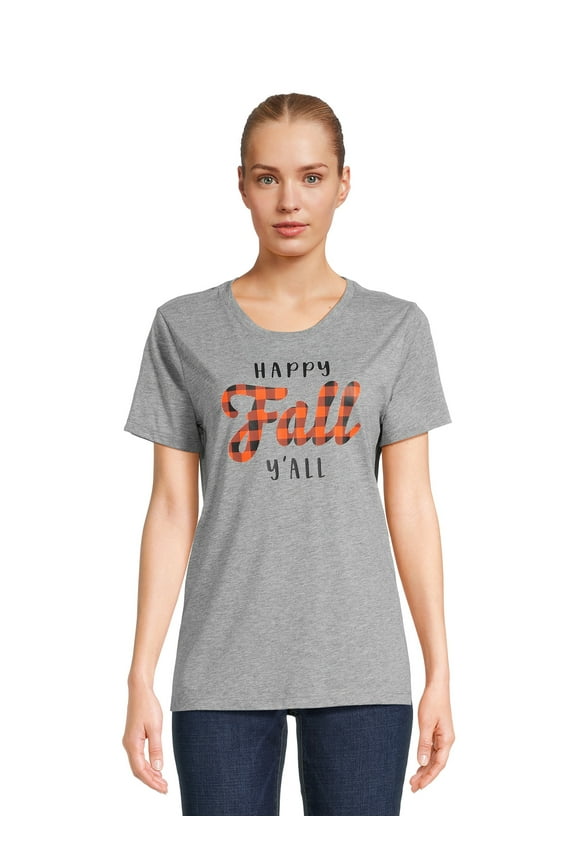 Women's Fall Graphic T-Shirt, Seasonal Short Sleeve Tee Fall Y'all, Sizes S-3XL