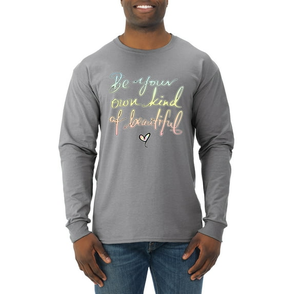 Positivity saying Pop Culture Mens Long Sleeve Shirt, Heather Grey, Small